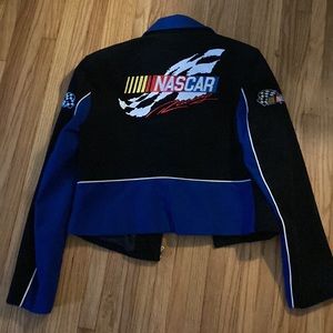 Women’s black NASCAR bomber-style jacket.  New, no tags.  Medium; runs small.